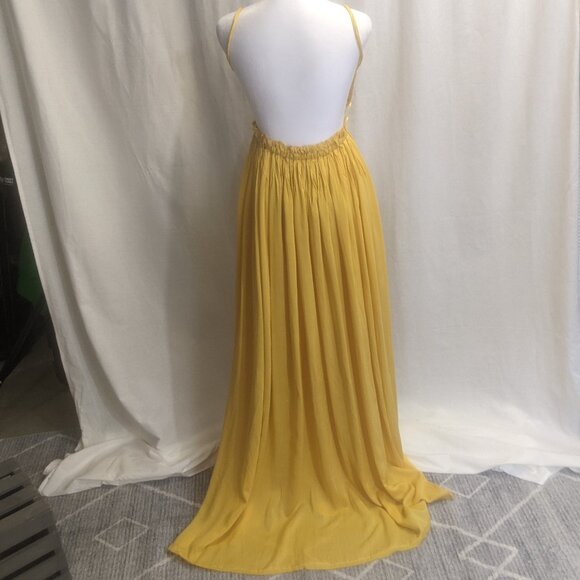 NWT Fashion Nova Mustard Colored Size Medium Backless Dress - Picture 14 of 16